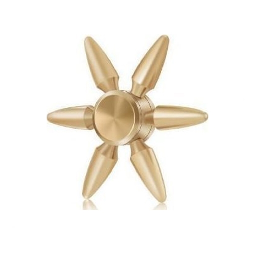 Fidget Spinner Metal Six Leaves Bullets 4 minutes With Detachable Arms Gold
