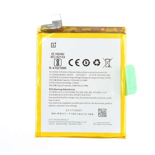 Picture of Battery OnePlus BLP637 for OnePlus 5 3300mAh  Built-in Polymer