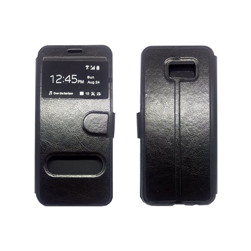 Θήκη Βιβλίο Με Διπλό Παράθυρο για Samsung G935F Galaxy S7 Edge - Χρώμα: Μαύρο