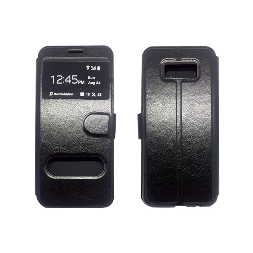 Θήκη Βιβλίο Με Διπλό Παράθυρο για Samsung G955F Galaxy S8 Plus - Χρώμα: Μαύρο