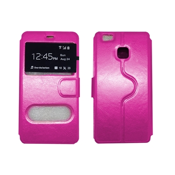 Εικόνα της Θήκη Βιβλίο Με Διπλό Παράθυρα για Huawei P9 Lite - Χρώμα: Ροζ