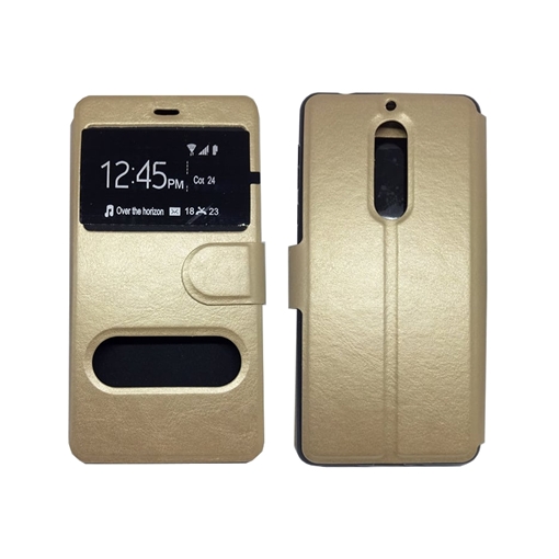 Picture of Book Case Double Window for Nokia 5 - Color: Gold