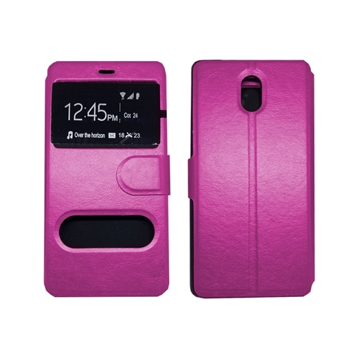 Θήκη Βιβλίο Με Διπλό Παράθυρο για Nokia 3 - Χρώμα: Ροζ
