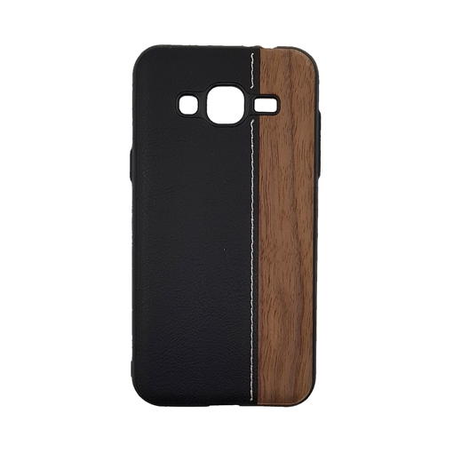 Wood Leather Back Case for Samsung Galaxy J310 (J3 2016) - Color : Black