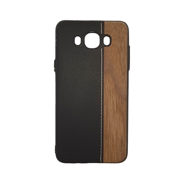 Θήκη Πλάτης Wood Leather για Samsung Galaxy J710 (J7 2016)  - Χρώμα: Μαύρο