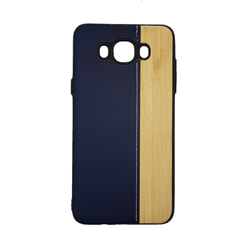 Wood Leather Back Case for iPhone J710 (J7 2016) - Color : Blue