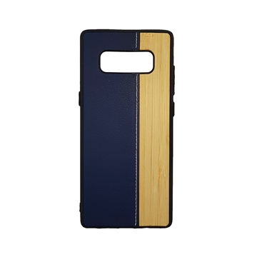 Wood Leather Back Case for Samsung Galaxy Note 8 - Color : Blue
