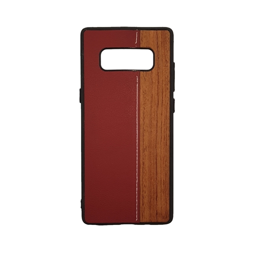 Θήκη πλάτης Wood Leather για Samsung Galaxy Note 8 - Χρώμα: Κόκκινο