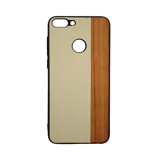 Θήκη πλάτης Wood Leather για Huawei P Smart  - Χρώμα: Λευκό