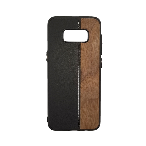 Θήκη Πλάτης Wood Leather για Samsung Galaxy S8 (G950) - Χρώμα: Μαύρο