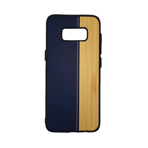 Wood Leather Back Case for Samsung Galaxy S8 (G950) - Color : Blue