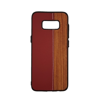 Wood Leather Back Case for Samsung Galaxy S8 (G950) - Color : Red