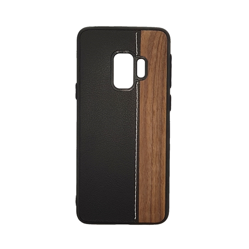 Wood Leather Back Case for Samsung Galaxy S9 (G960) - Color : Black