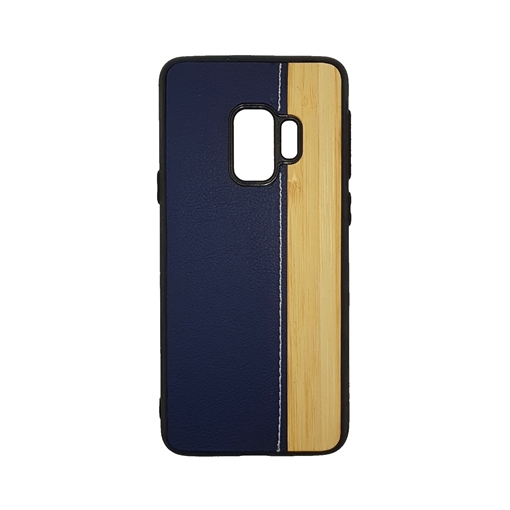 Θήκη πλάτης Wood Leather για Samsung Galaxy S9 (G960) - Χρώμα: Μπλε