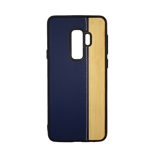 Wood Leather Back Case for Samsung Galaxy S9 Plus (G965) - Color : Blue