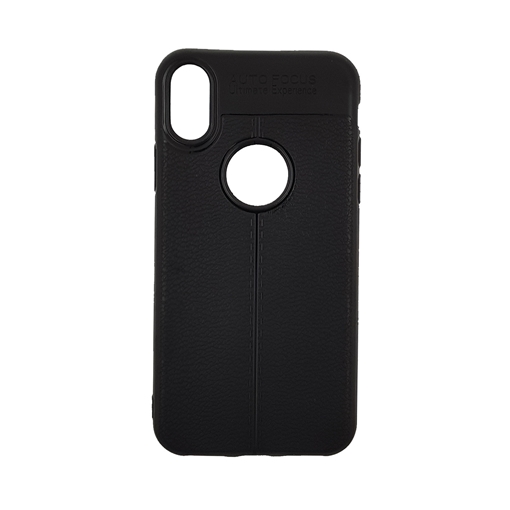 TPU Litchi Case with Leather pattern for iPhone X/Xs - Color : Black