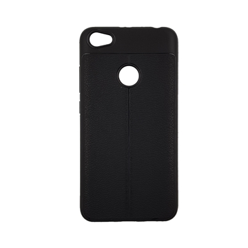 Θήκη TPU Litchi με δερμάτινη όψη για Xiaomi Redmi Note 5A Prime - Χρώμα: Μαύρο