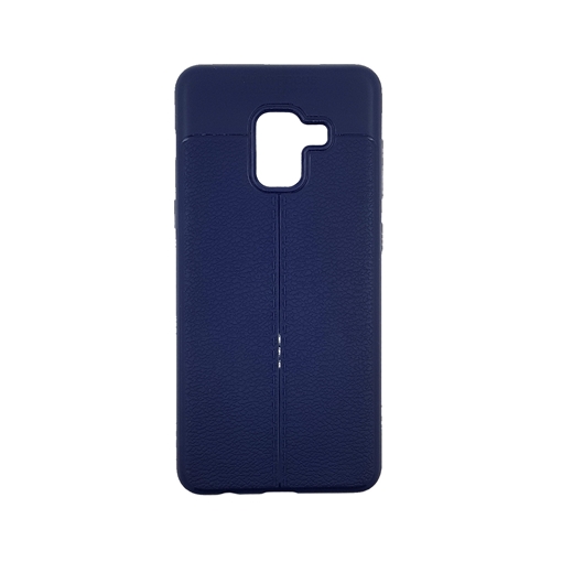 Θήκη TPU Litchi με δερμάτινη όψη για Samsung Galaxy A8 2018 (A530F) - Χρώμα: Μπλε