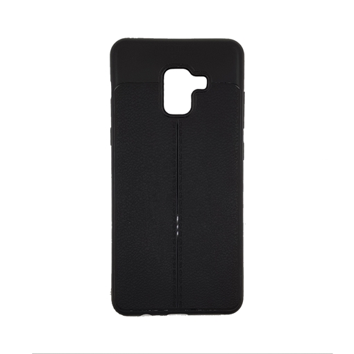 TPU Litchi Case with Leather pattern for Samsung Galaxy A8 2018 (A530F) - Color : Black