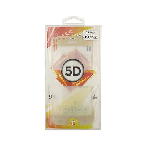 Protective Tempered Glass 9H/6D Full Glue Full Coverage 0.1 MM for Samsung Galaxy J330 (J3 2017) - Color: Gold