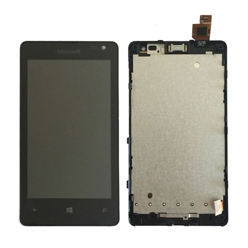 Οθόνη LCD με Μηχανισμό Αφής και Πλαίσιο για Nokia Lumia 435 - Χρώμα: Μαύρο