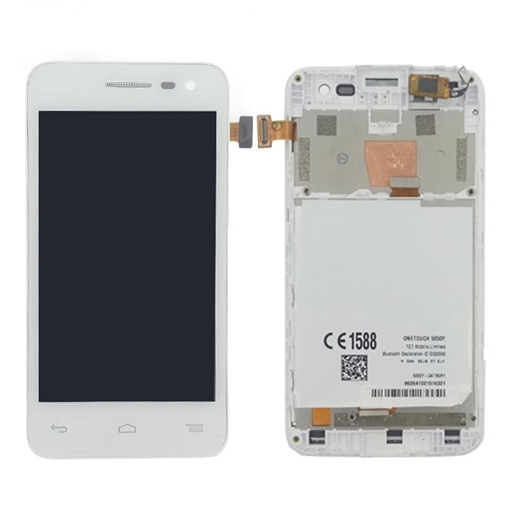 Οθόνη LCD με Μηχανισμό Αφής με Πλαίσιο για Alcatel One Touch Pop S3 5050Y - Χρώμα: Λευκό