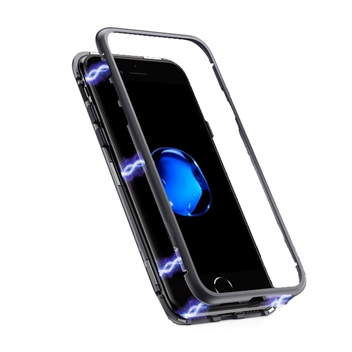 Μαγνητική Θήκη Detachable Metal Frame με Πίσω Όψη από Tempered Glass για Apple iPhone Xs Max - Χρώμα: Μαύρο