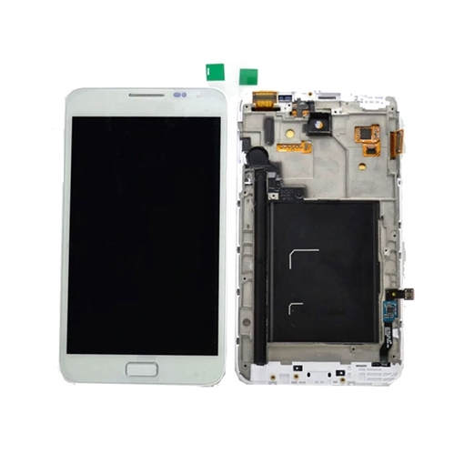 Οθόνη LCD με Μηχανισμό Αφής Assembly με Πλαίσιο για Samsung N7000 (OEM) - Χρώμα: Λευκό
