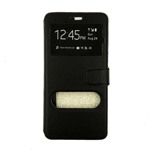 Θήκη Βιβλίο Stand με Διπλό Παράθυρο για Samsung G930F Galaxy S7 - Χρώμα: Μαύρο