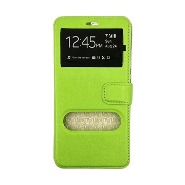Θήκη Βιβλίο Stand με Διπλό Παράθυρο για Huawei Y635 - Χρώμα: Πράσινο