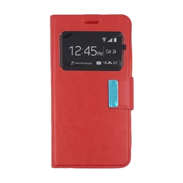 Θήκη Βιβλίο Stand με Παράθυρο για Huawei Y635 - Χρώμα: Κόκκινο