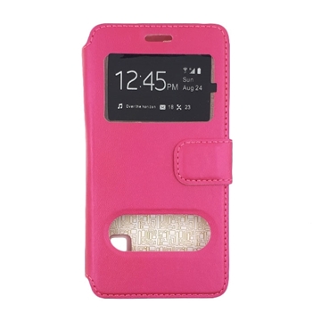 Θήκη Βιβλίο Stand με Διπλό Παράθυρο για Huawei Y635 - Χρώμα: Ροζ