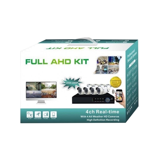 Σετ Κλειστού Κυκλώματος FULL HD με Καταγραφικό και 4 Αδιάβροχες Κάμερες AHD Combo Kit OEM