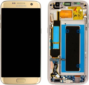 Εικόνα της Γνήσια Οθόνη LCD με Μηχανισμό Αφής και Πλαίσιο για Samsung Galaxy S7 Edge G935F GH97-18533C/GH97-18594C/GH97-18767C / GH82-13361A  - Χρώμα: Χρυσό