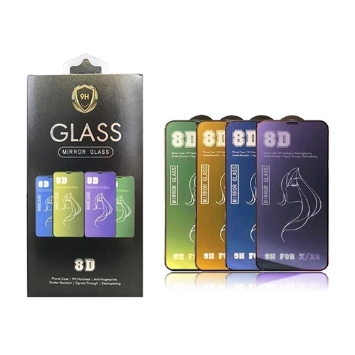 Προστασία Οθόνης Colorful Mirror Tempered Glass 9H/8D Full Glue Full Cover 0.3mm για Apple iPhone 7/8 - Χρώμα: Μωβ -Μαύρο