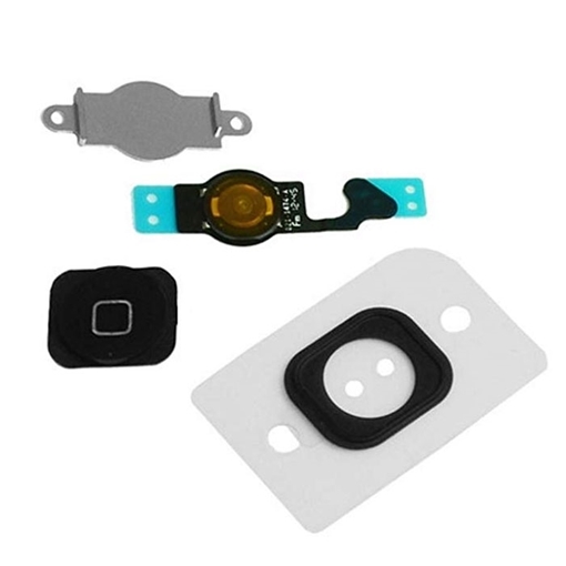 Κεντρικό Κουμπί και Καλωδιοταινία και Λαστιχάκι / Home Button and Flex and Rubber για iPhone 5 - Χρώμα: Μαύρο