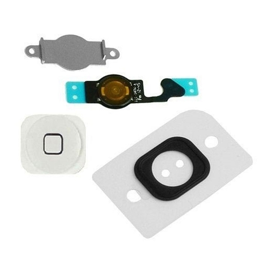 Κεντρικό Κουμπί και Καλωδιοταινία και Λαστιχάκι / Home Button and Flex and Rubber για iPhone 5 - Χρώμα: Λευκό