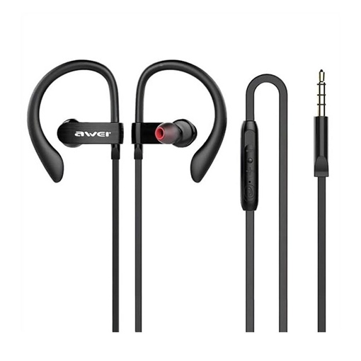 Awei ES-160i Wired Sports Ear-Hook Earphones Stereo Headset Ενσύρματα Ακουστικά - Χρώμα: Μαύρο