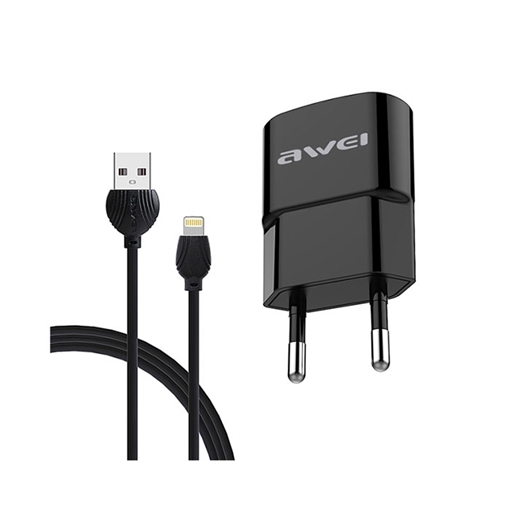 Awei C-832 Φορτιστής USB/Lightning Fast Charging Charger and Data Cable - Χρώμα: Μαύρο