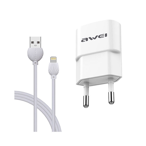 Awei C-832 Φορτιστής USB/Lightning Fast Charging Charger and Data Cable - Χρώμα: Λευκό