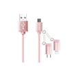 Awei CL-990 Καλώδιο Φόρτισης 0.1m Micro USB/USB Type-C/Lightning Fast Charging Cable - Χρώμα: Χρυσό Ροζ