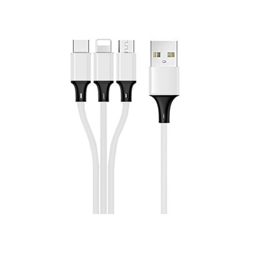 Καλώδιο Φόρτισης 1m Universal 3 σε 1 Micro USB/USB Type-C/Lightning Fast Charging Data Cable - Χρώμα: Ασημί