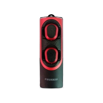 Fineblue FBlue XS Ασύρματα Ακουστικά με Βάση Φόρτισης Wireless Twin Earbuds Bluetooth V5.0 Stereo Headset with Charging Dock 580mAh - Χρώμα: Μαύρο - Κόκκινο