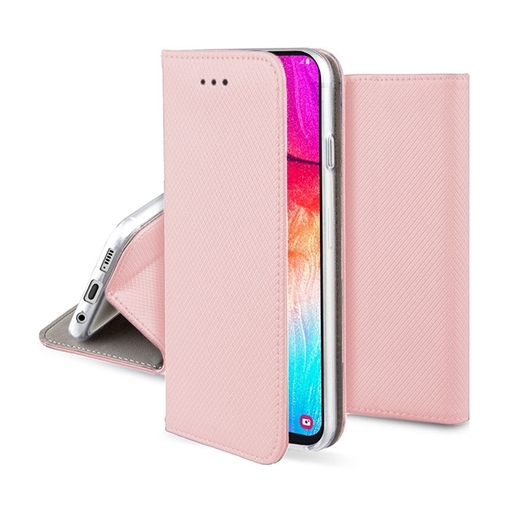 Θήκη Βιβλίο Stand Smart Book Magnet για Samsung A730F Galaxy A8 Plus 2018 - Χρώμα: Χρυσό Ροζ