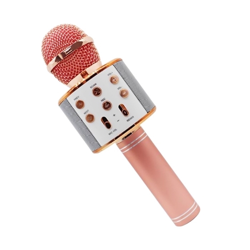 Ασύρματο Μικρόφωνο WS-858 Wireless Bluetooth Karaoke Handheld Microphone USB KTV Player Bluetooth Mic Speaker Record Music - Χρώμα: Χρυσό Ροζ