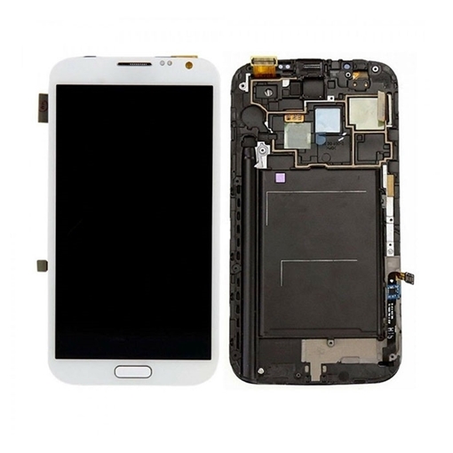 Οθόνη LCD με Μηχανισμό Αφής και Πλαίσιο Assembly για Samsung Galaxy Note 2 N7100 - Χρώμα: Λευκό