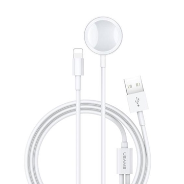 Εικόνα της Καλώδιο Φόρτισης USAMS US-CC076 2in1 USB Charging Cable For iPhone and Apple Watch - Χρώμα: Λευκό