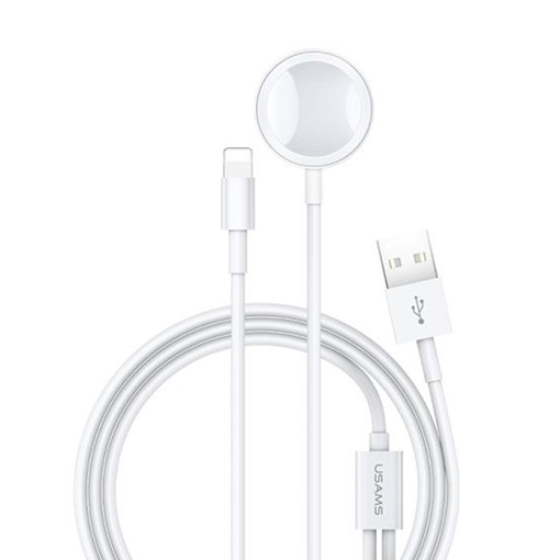 Καλώδιο Φόρτισης USAMS US-CC076 2in1 USB Charging Cable For iPhone and Apple Watch - Χρώμα: Λευκό