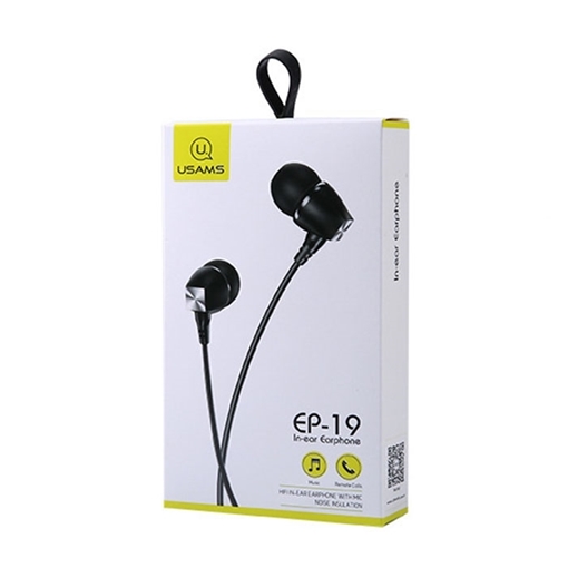 USAMS EP-19 Ενσύρματα Ακουστικά με Μικρόφωνο 1.2m -Χρώμα: Μαύρο