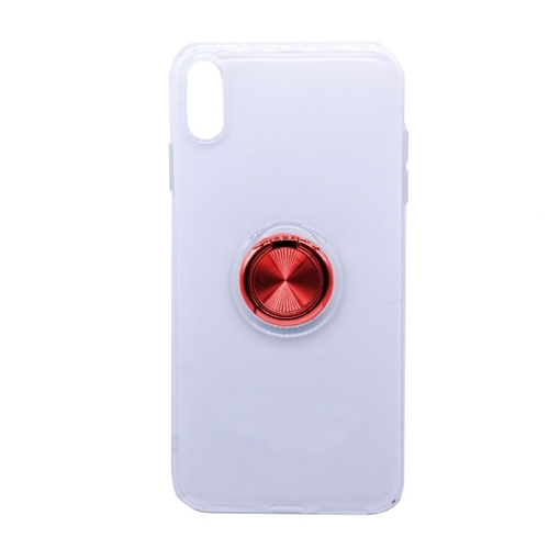 Θήκη Πλάτης Σιλικόνης με Finger Ring  για iPhone XS Max - Χρώμα: Κόκκινο